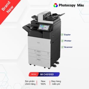 Máy photocopy màu Ricoh IM C4510 mới 100% chính hãng Ricoh. Công nghệ in hiện đại, tiết kiệm mực. Mua bán và cho thuê giá tốt nhất tại Định Tuyến TP.HCM.