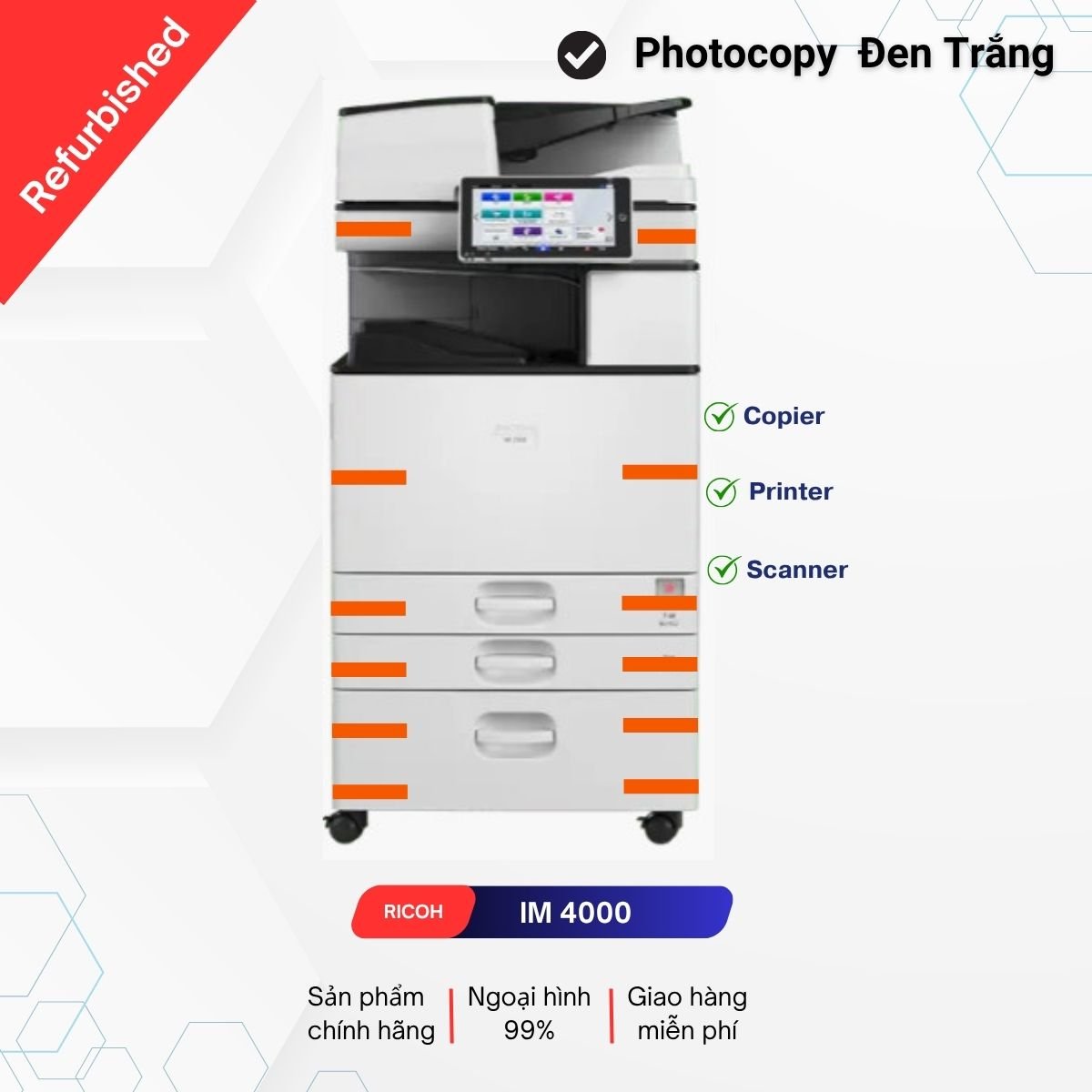 Máy photocopy Ricoh IM 4000 refurbished ( máy photocopy renew )nhập khẩu chính hãng, độ mới 99%. Giải pháp in ấn văn phòng siêu tiết kiệm từ Định Tuyến tại TP.HCM. Xem ngay giá bán và thuê!